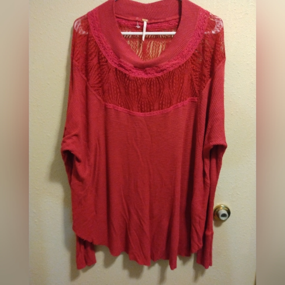 Womens Free People red long sleeve